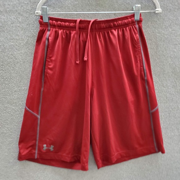 Under Armour Men Activewear Shorts Small Red Loose Fit Heat Gear 9" Inseam - Picture 1 of 7